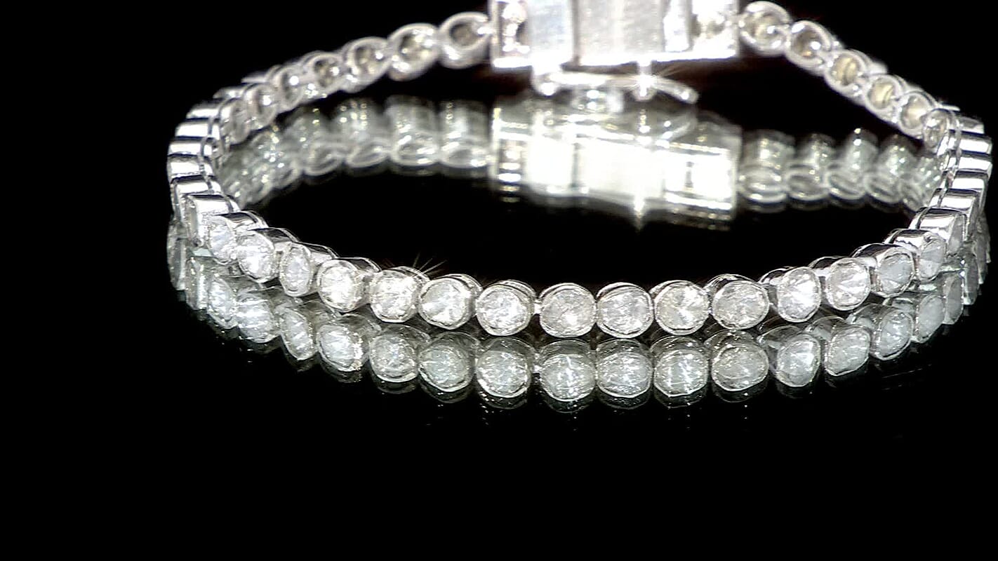 Artisan Crafted Polki Diamond Tennis Bracelet in Platinum Over Sterling Silver (7.25 In) 8.50 Grams 2.00 ctw