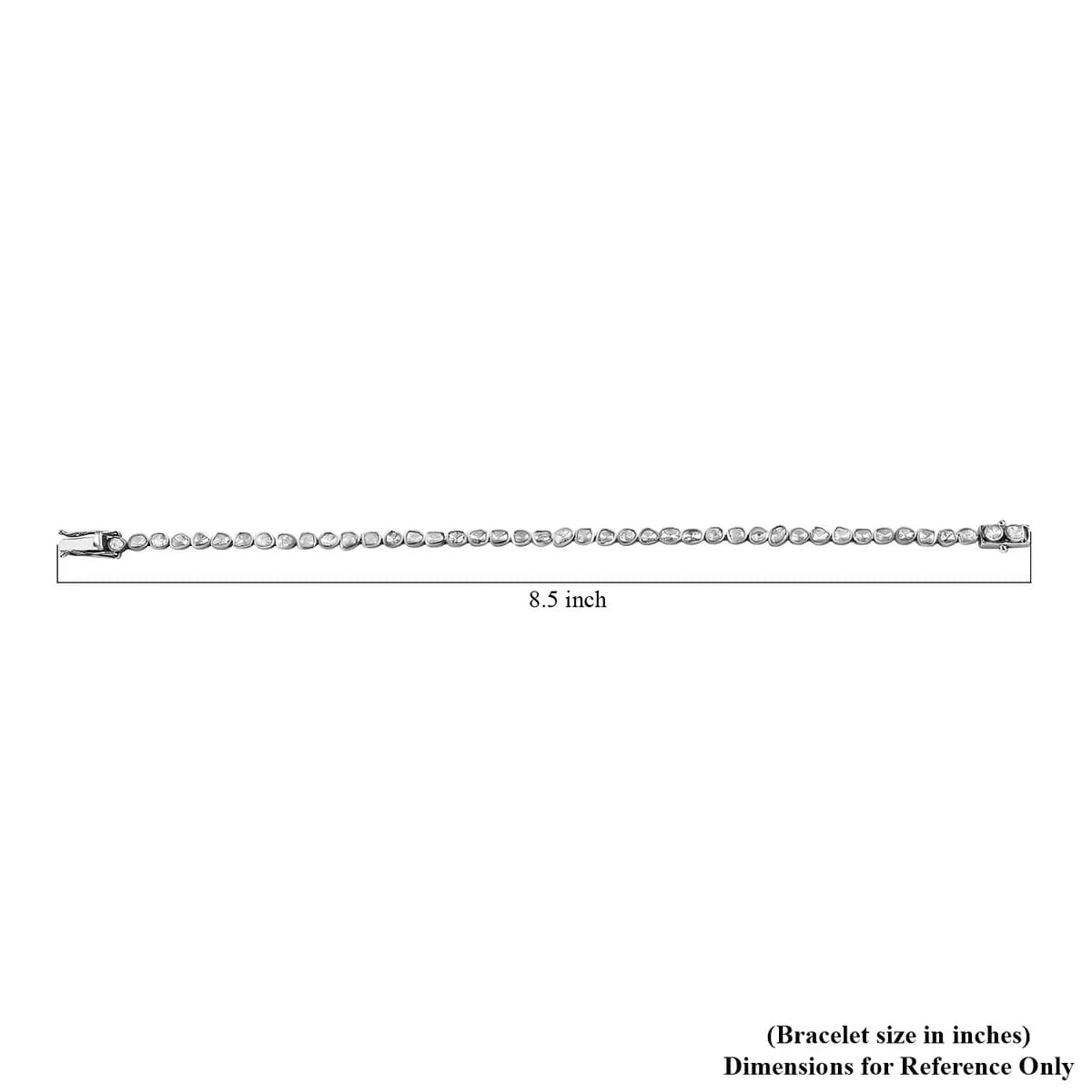 Polki Diamond 2.00 ctw Tennis Bracelet in Platinum Over Sterling Silver, Diamond Jewelry, Gifts For Her, Diamond Bracelet (8.00 In) image number 5