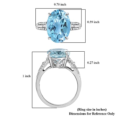 Luxoro 10K White Gold Premium Mangoro Aquamarine and G-H I3 Diamond Ring (Size 10.0) 5.15 ctw