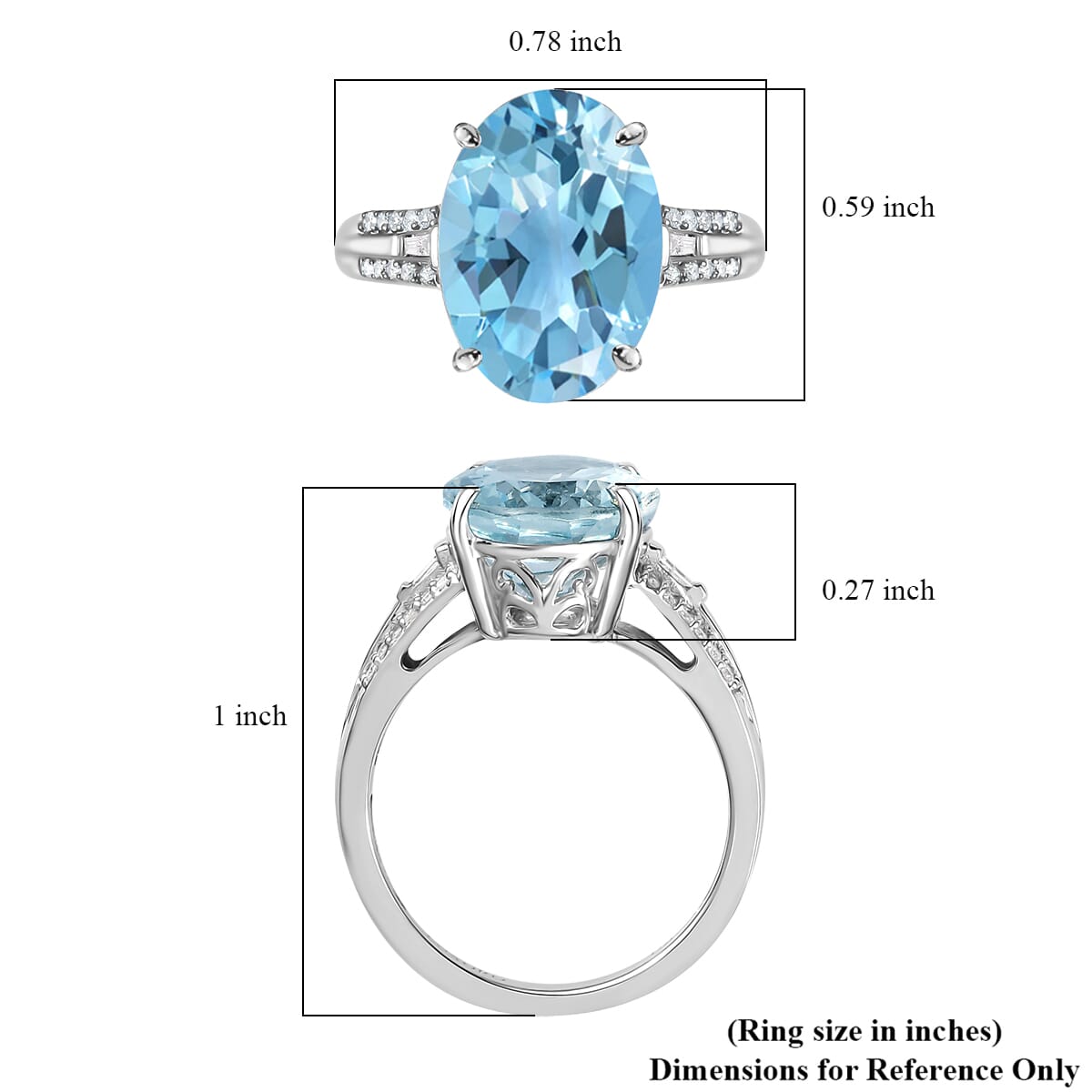 Luxoro 10K White Gold Premium Mangoro Aquamarine and G-H I3 Diamond Ring (Size 9.0) 5.15 ctw image number 5