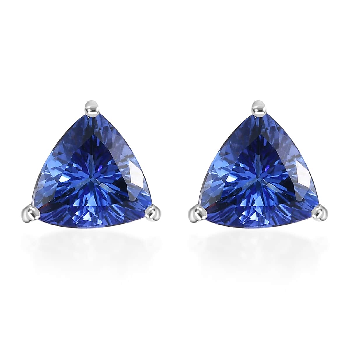 Luxoro 10K White Gold Premium Tanzanite Solitaire Stud Earrings 2.60 ctw image number 0