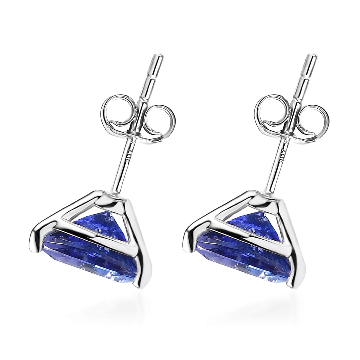 Luxoro 10K White Gold Premium Tanzanite Solitaire Stud Earrings 2.60 ctw image number 3