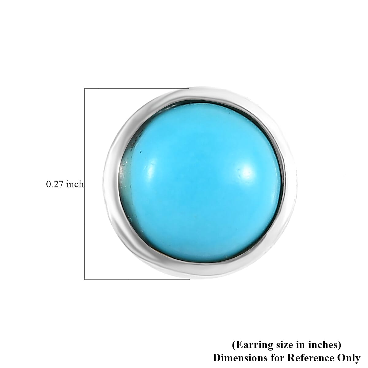 Premium Sleeping Beauty Turquoise Solitaire Stud Earrings in Platinum Over Sterling Silver 1.00 ctw