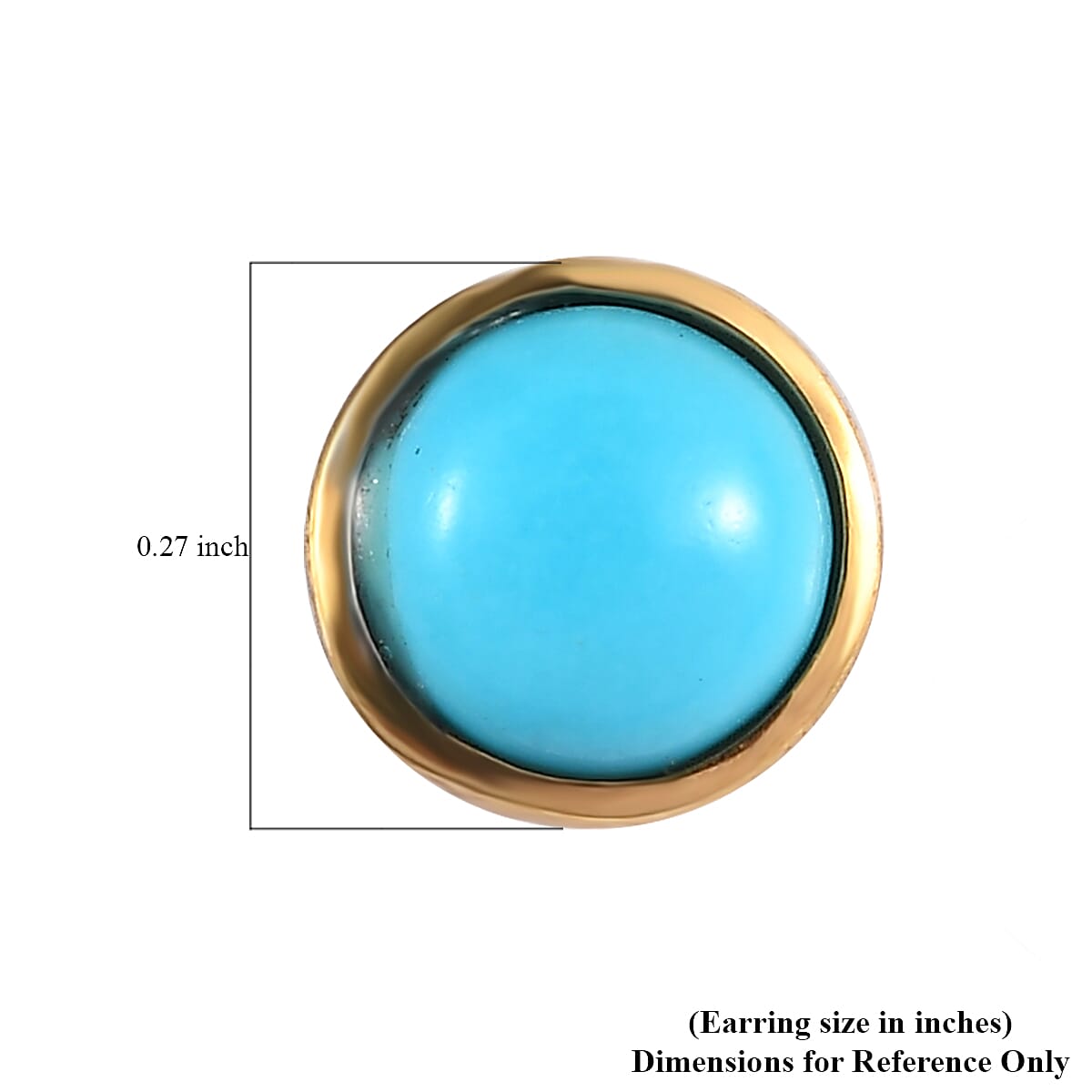 Premium Sleeping Beauty Turquoise Solitaire Stud Earrings in Vermeil Yellow Gold Over Sterling Silver 1.00 ctw image number 4