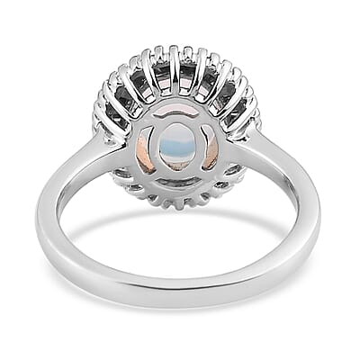 Premium Ethiopian Welo Opal and Multi Diamond Halo Ring in Platinum Over Sterling Silver (Size 10.0) 1.65 ctw