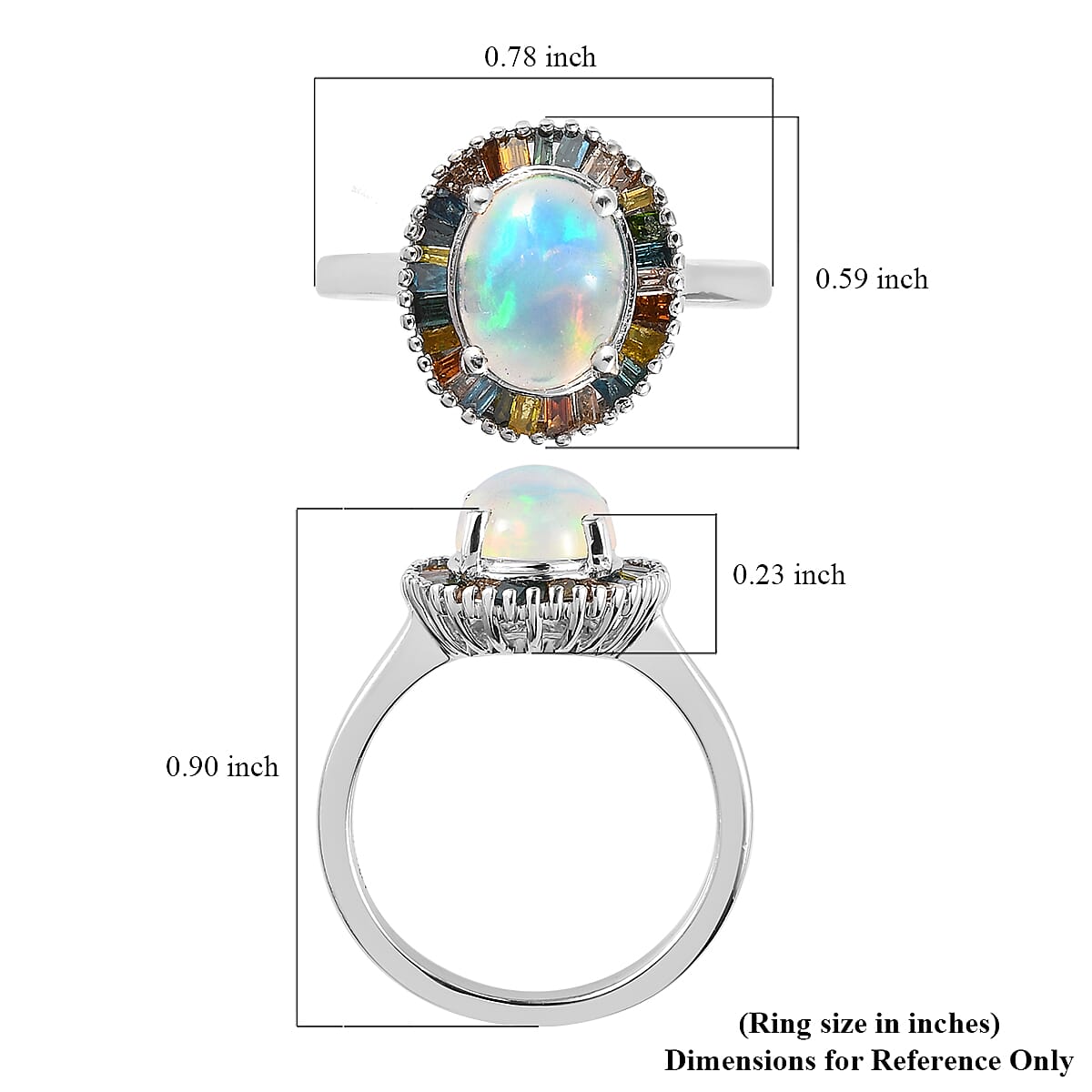 Premium Ethiopian Welo Opal and Multi Diamond Halo Ring in Platinum Over Sterling Silver (Size 10.0) 1.65 ctw