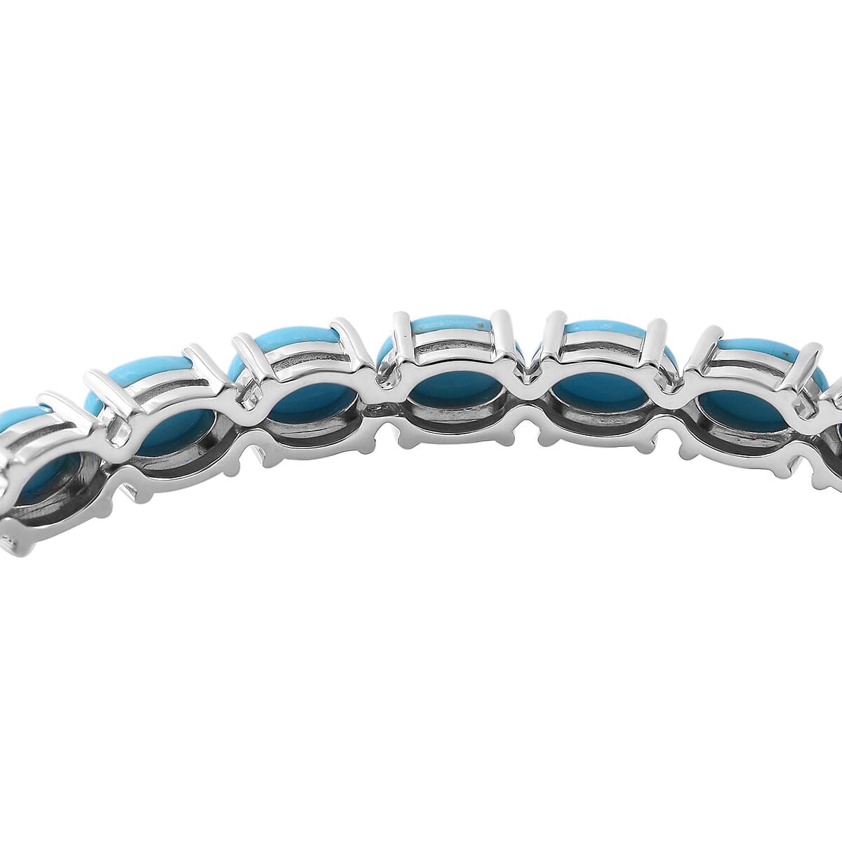 Premium American Natural Sleeping Beauty Turquoise Bangle Bracelet in Platinum Over Sterling Silver (6.50 In) 11.60 Grams 6.50 ctw image number 1