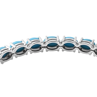Premium Sleeping Beauty Turquoise Bangle Bracelet in Platinum Over Sterling Silver (6.50 In) 6.50 ctw