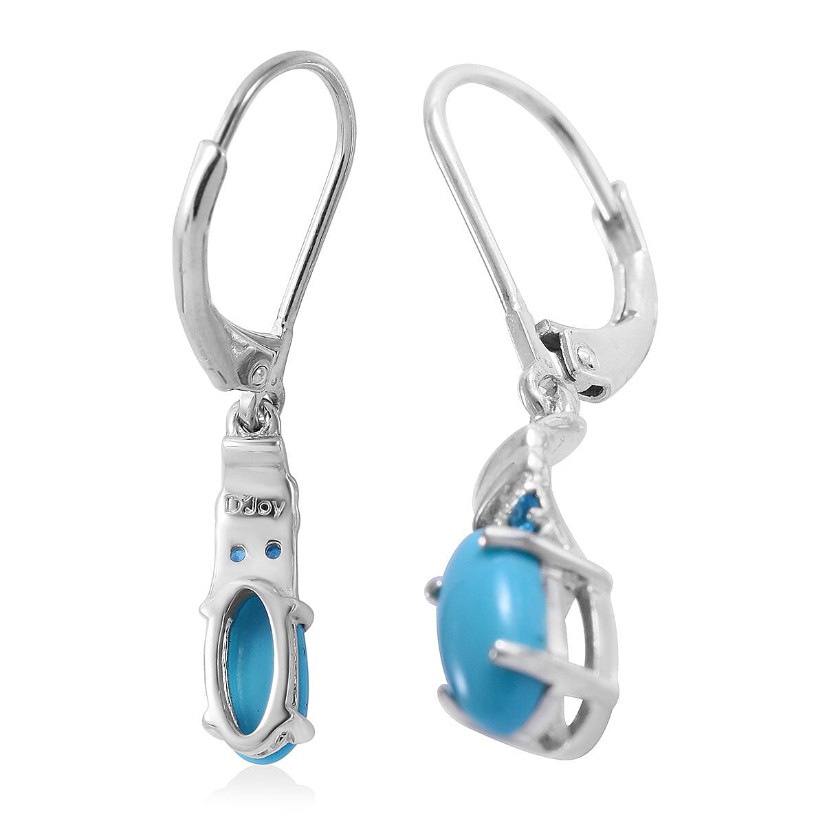 Sleeping Beauty Turquoise and Malgache Neon Apatite Dangle Earrings in Platinum Over Sterling Silver 1.35 ctw