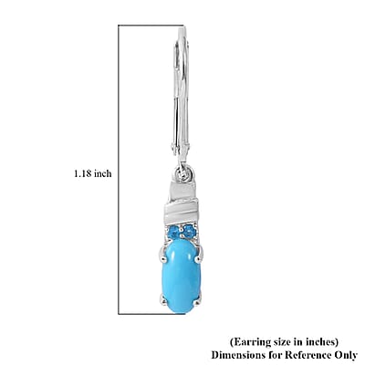 Sleeping Beauty Turquoise and Malgache Neon Apatite Dangle Earrings in Platinum Over Sterling Silver 1.35 ctw
