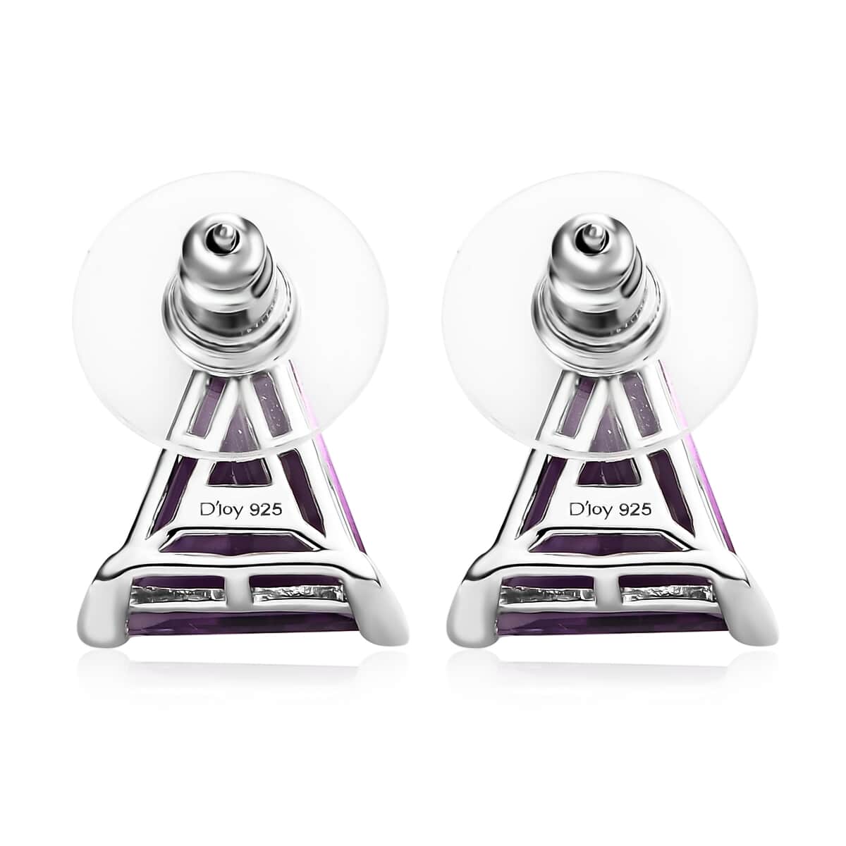 Fancy Cut Amethyst Solitaire Stud Earrings in Platinum Over Sterling Silver 9.00 ctw image number 3