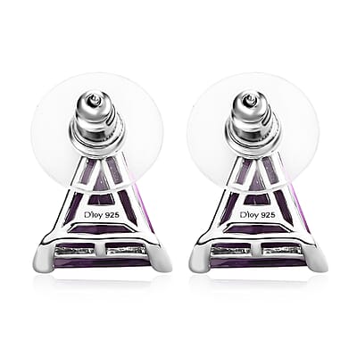 Amethyst Earrings, Solitaire Stud Earrings, Sterling Silver Earrings, Trillion Earrings, Solitaire Earrings, Amethyst Studs 10.00 ctw