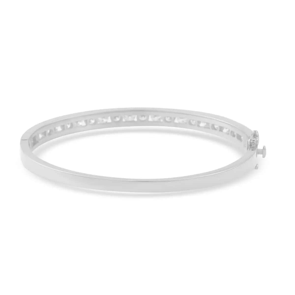 Moissanite Bangle Bracelet in Rhodium Over Sterling Silver (6.50 In) 4.15 ctw image number 5