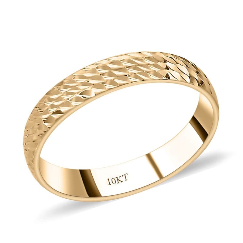 10K Yellow Gold Band Ring, Diamond-cut Band Ring, Promise Ring, Gold Ring For Her, Gold Band Engagement rings 1.35 Grams