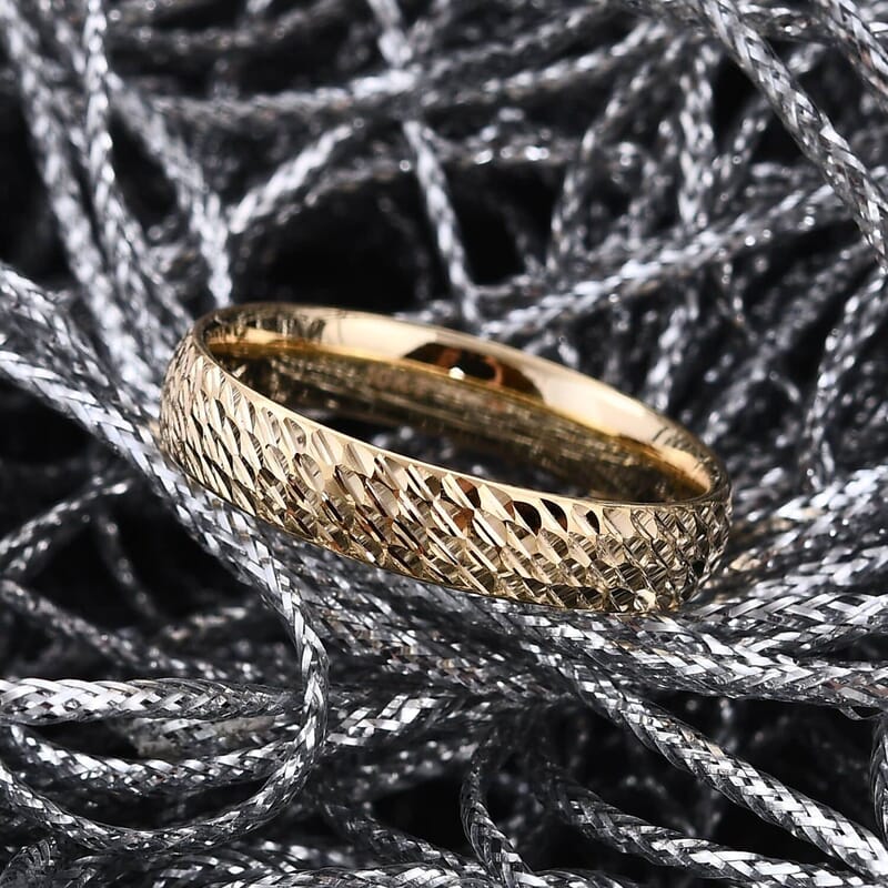 10K Yellow Gold Band Ring, Diamond-cut Band Ring, Promise Ring, Gold Ring For Her, Gold Band Engagement rings 1.35 Grams