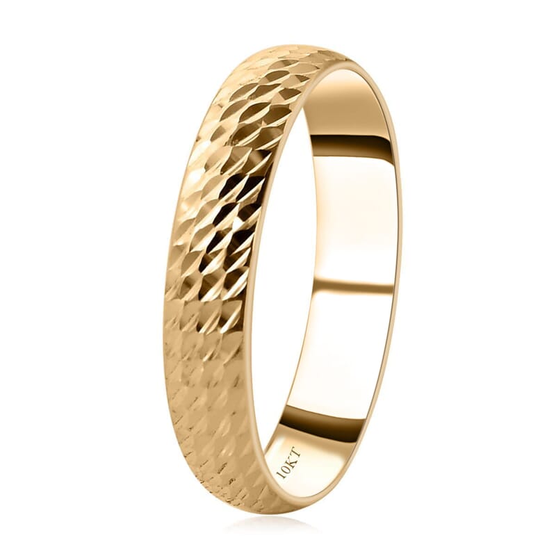 10K Yellow Gold Band Ring, Diamond-cut Band Ring, Promise Ring, Gold Ring For Her, Gold Band Engagement rings 1.35 Grams