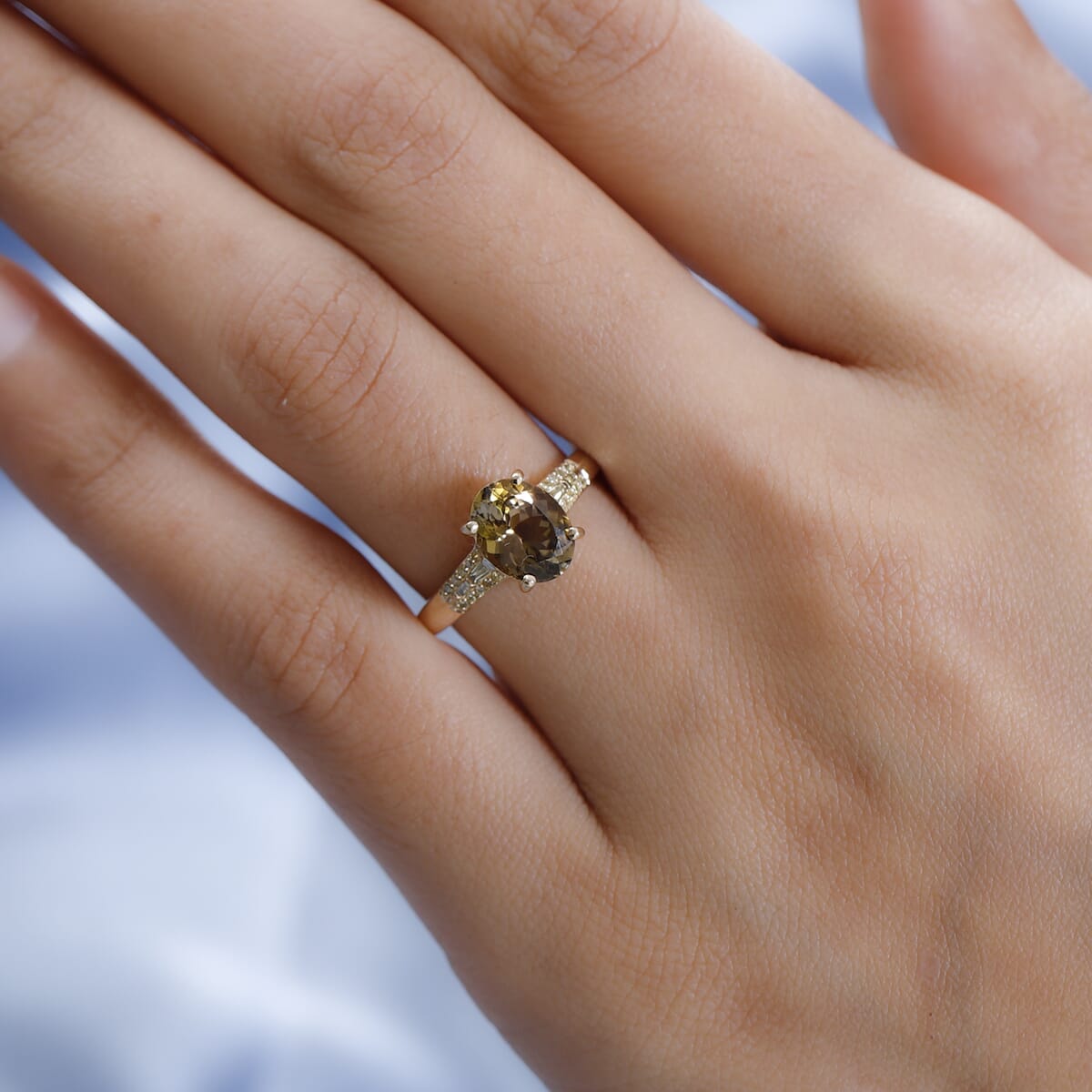LUXORO 14K Yellow Gold Premium Natural Golden Tanzanite and I3 Natural Yellow Diamond Ring (Size 6.0) 2.50 Grams 2.00 ctw image number 2