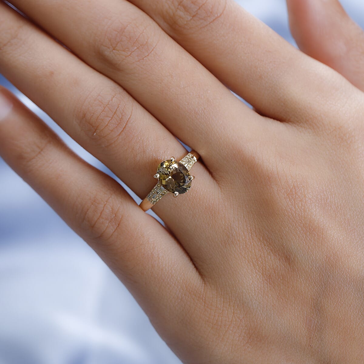 Luxoro 14K Yellow Gold Premium Golden Tanzanite and I3 Natural Yellow Diamond Ring (Size 7.0) 2.00 ctw image number 2