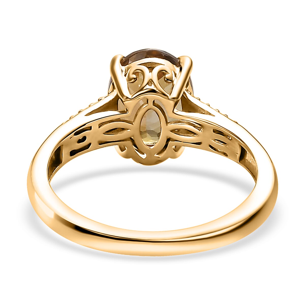 Luxoro 14K Yellow Gold Premium Golden Tanzanite and I3 Natural Yellow Diamond Ring (Size 7.0) 2.00 ctw image number 4