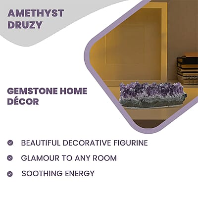 Amethyst Druzy -XS approx. 375.ctw, Amethyst Crystal Geode For Living Room Side Table Decor, Decorative Gems