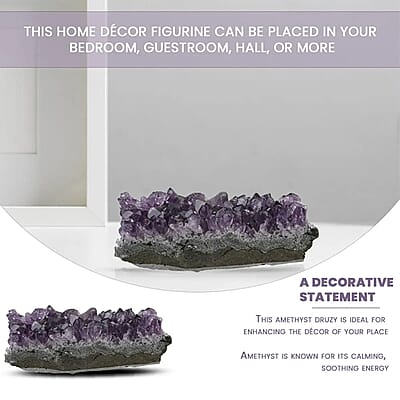Amethyst Druzy -XS approx. 375.ctw, Amethyst Crystal Geode For Living Room Side Table Decor, Decorative Gems