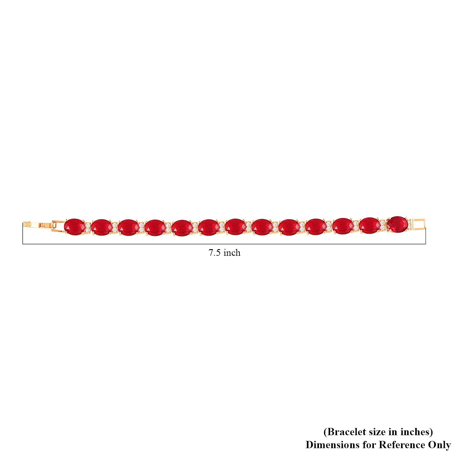 Simulated Ruby and White Diamond Bracelet in Goldtone (7.00 In) 30.00 ctw