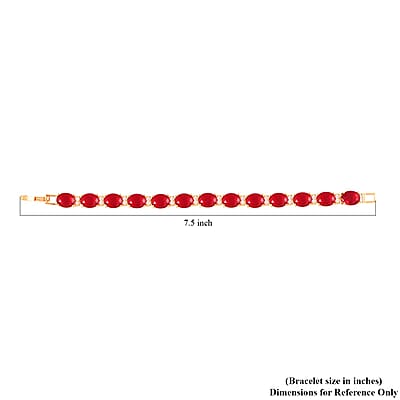 Simulated Ruby and White Diamond Bracelet in Goldtone (7.00 In) 30.00 ctw