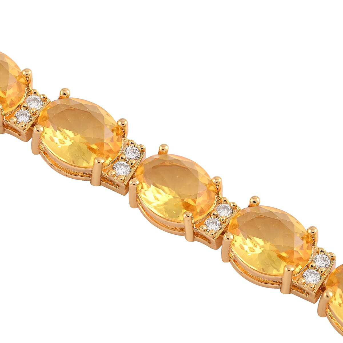 Simulated Canary Yellow and White Diamond Bracelet in Goldtone (7.00 In) 30.00 ctw image number 2