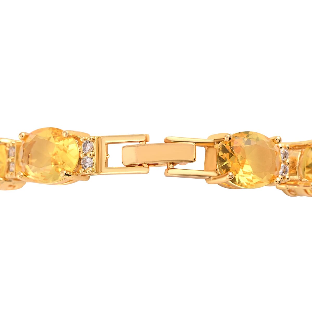 Simulated Canary Yellow and White Diamond Bracelet in Goldtone (7.00 In) 30.00 ctw image number 3