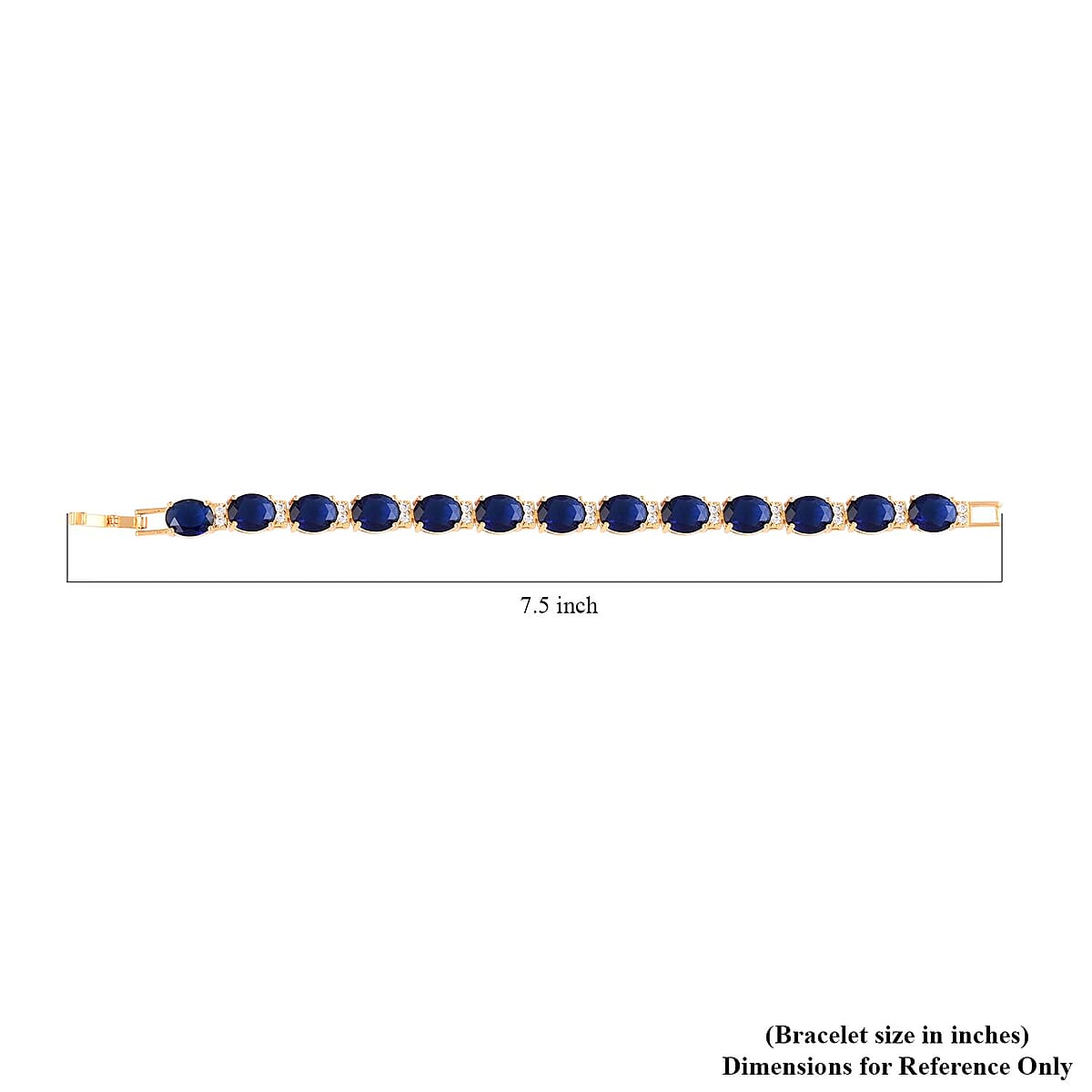 Simulated Blue and White Diamond Bracelet in Goldtone (7.00 In) 30.00 ctw image number 3
