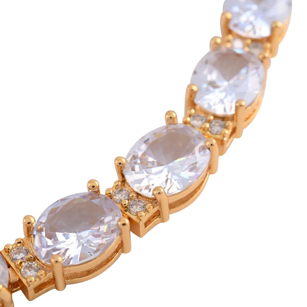 Simulated Light Blue and White Diamond Bracelet in Goldtone (7.00 In) 30.00 ctw image number 2