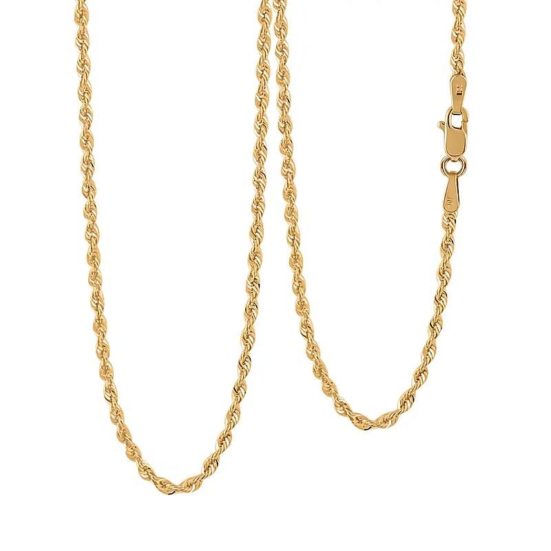 10K Yellow Gold Rope Chain Necklace, 10K Yellow Gold Necklace, Laser Cut Rope Chain, 20 Inch Chain Necklace, Gold Jewelry 1.5 Grams