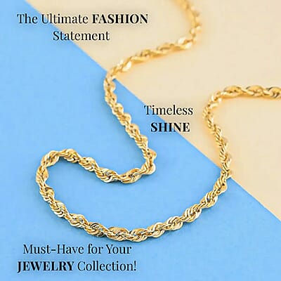 10K Yellow Gold Rope Chain Necklace, 10K Yellow Gold Necklace, Laser Cut Rope Chain, 20 Inch Chain Necklace, Gold Jewelry 1.5 Grams