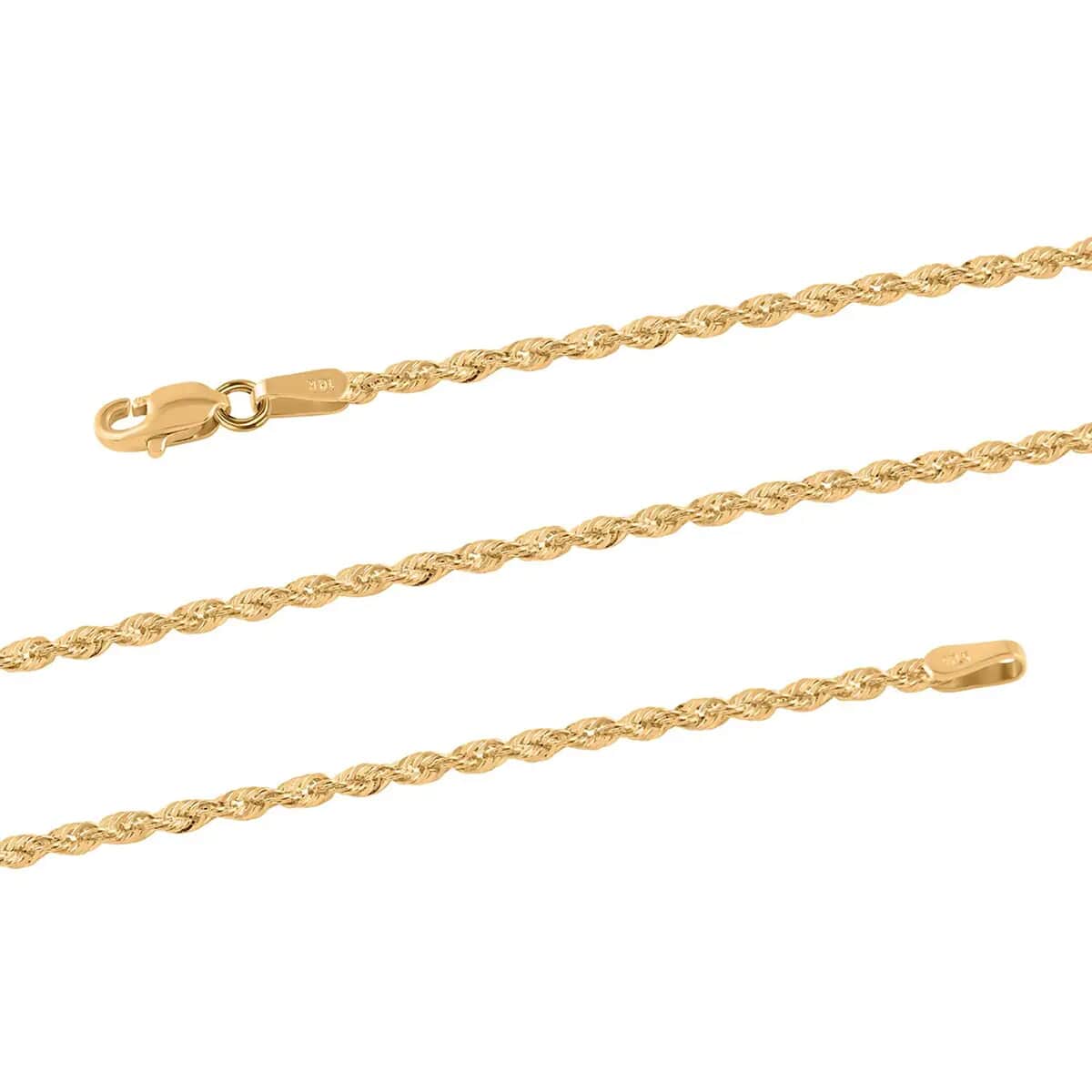 10K Yellow Gold Rope Chain Necklace, 10K Yellow Gold Necklace, Laser Cut Rope Chain, 20 Inch Chain Necklace, Gold Jewelry 1.5 Grams image number 3