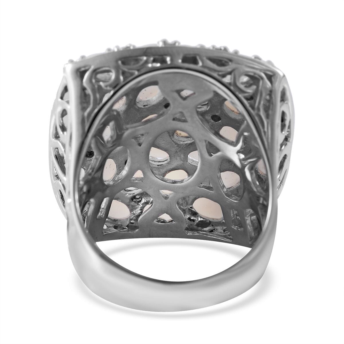 Australian White Opal and Moissanite Ring in Platinum Over Sterling Silver 8 Grams 4.75 ctw image number 3