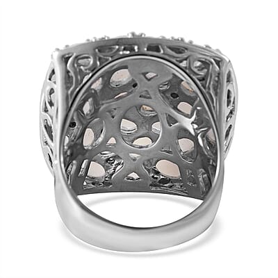 Australian Opal and Moissanite Ring in Platinum Over Sterling Silver (Size 10.0) 4.75 ctw