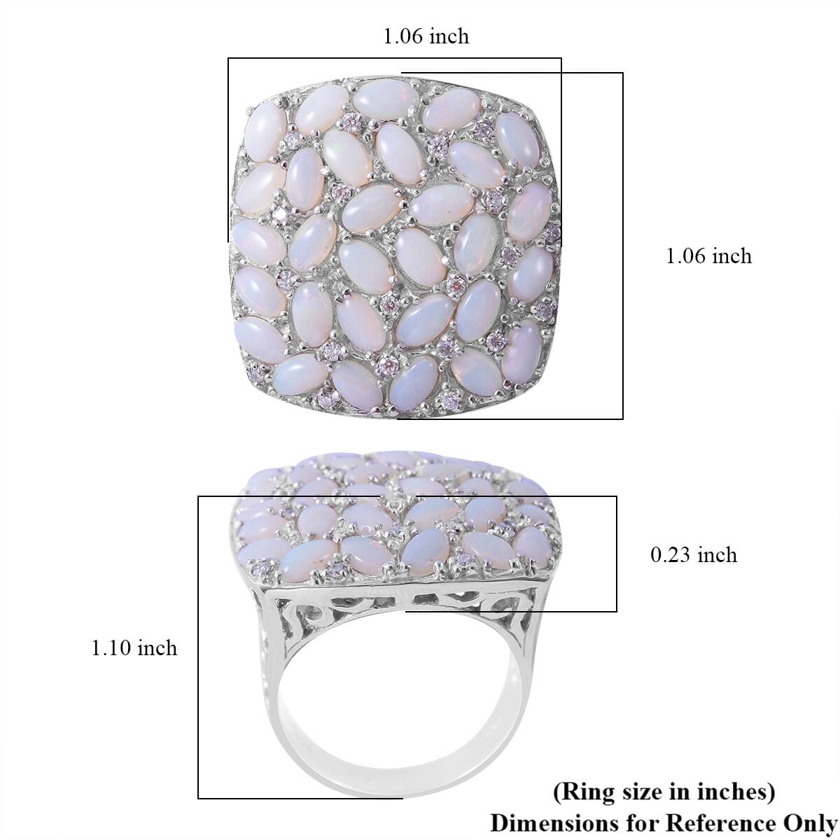 Australian White Opal and Moissanite Ring in Platinum Over Sterling Silver 8 Grams 4.75 ctw image number 4