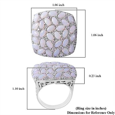 Australian Opal and Moissanite Ring in Platinum Over Sterling Silver (Size 10.0) 4.75 ctw