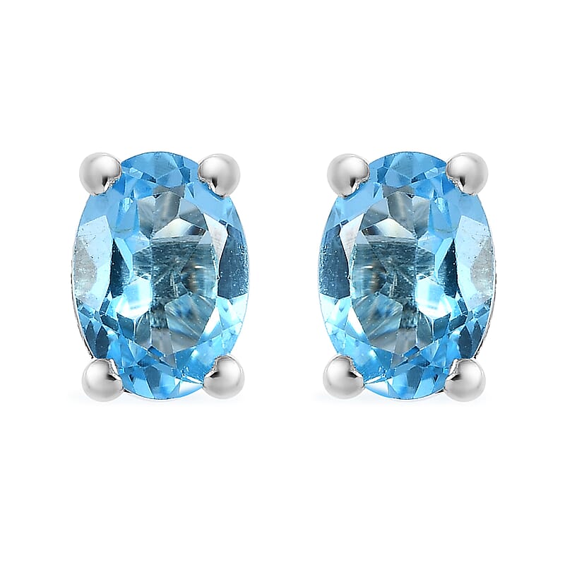 Marambaia Topaz Stud Earrings in Platinum Over Sterling Silver 1.85 ctw