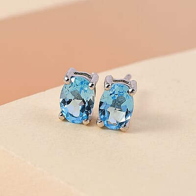Marambaia Topaz Stud Earrings in Platinum Over Sterling Silver 1.85 ctw