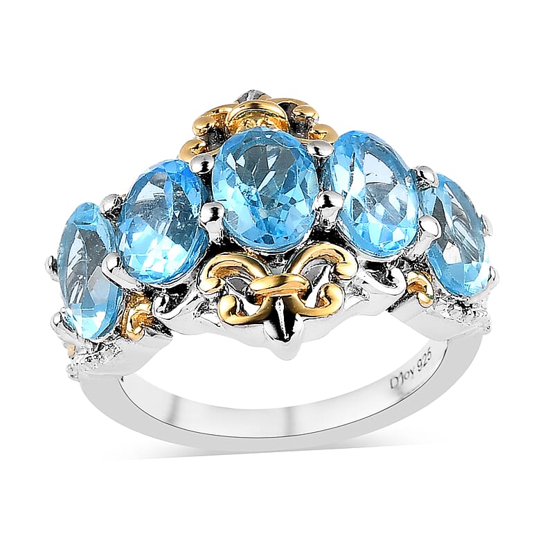 Marambaia Topaz 5 Stone Ring in Vermeil YG and Platinum Over Sterling Silver (Size 10.0) 4.50 ctw