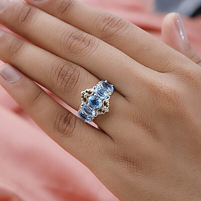 Marambaia Topaz 5 Stone Ring in Vermeil YG and Platinum Over Sterling Silver (Size 10.0) 4.50 ctw