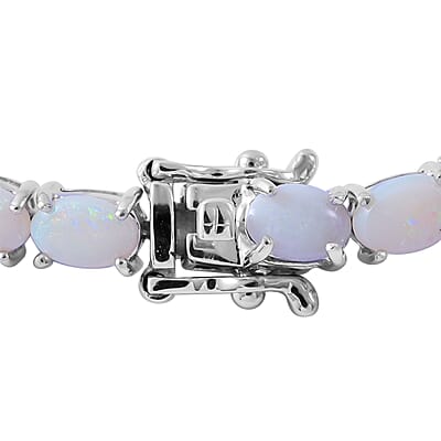 Australian Opal Tennis Bracelet in Platinum Over Sterling Silver (6.50 In) 6.75 ctw