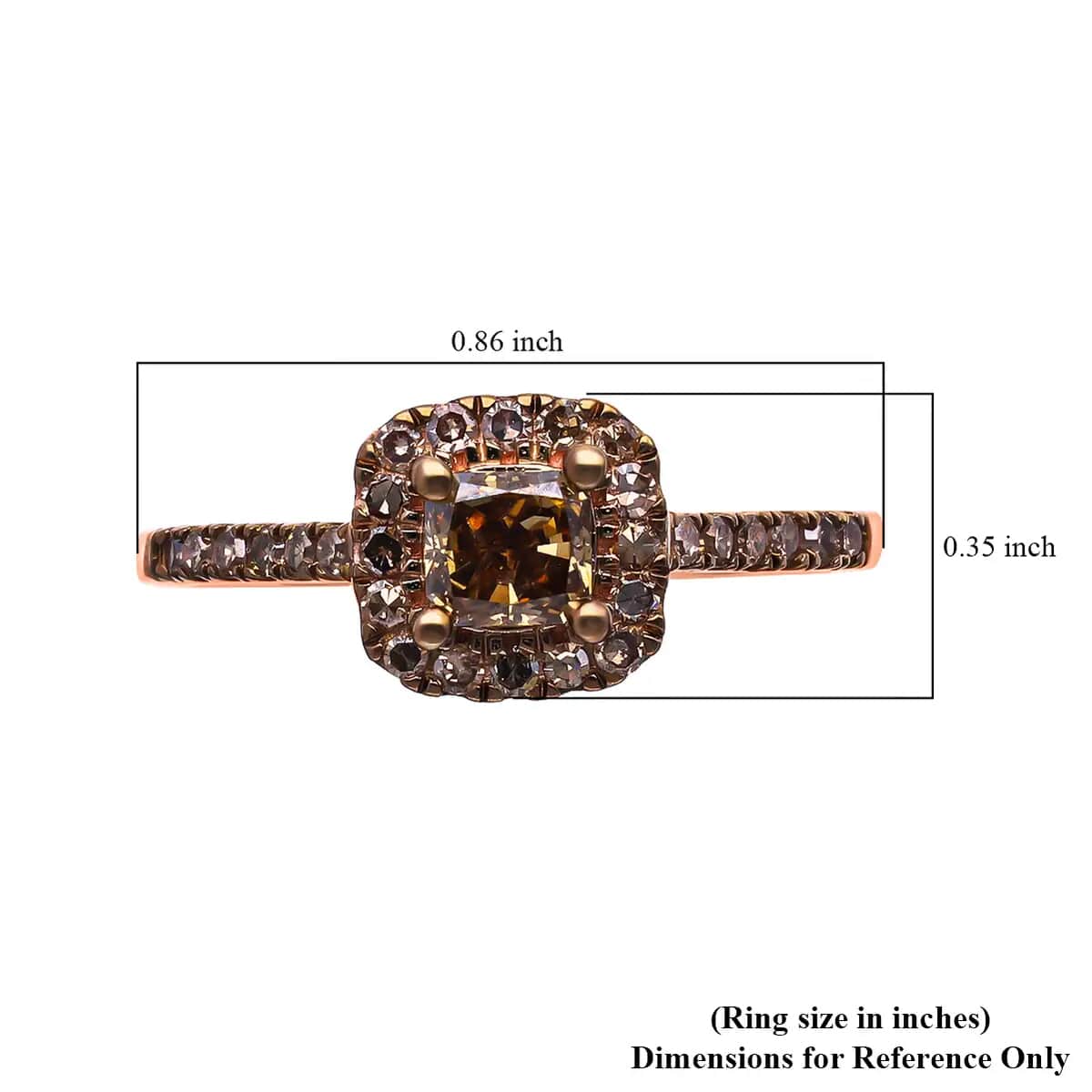 Luxoro Natural Champagne Diamond Ring, 10K Rose Gold Ring, Natural Champagne Diamond Cushion Shape Ring, Halo Ring, Wedding Ring, Engagement Ring 1.00 ctw image number 6