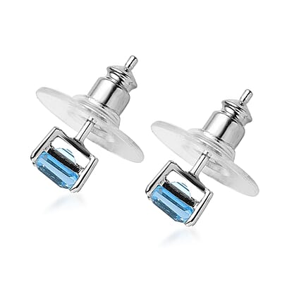 Marambaia Topaz Solitaire Stud Earrings in Platinum Over Sterling Silver 1.65 ctw