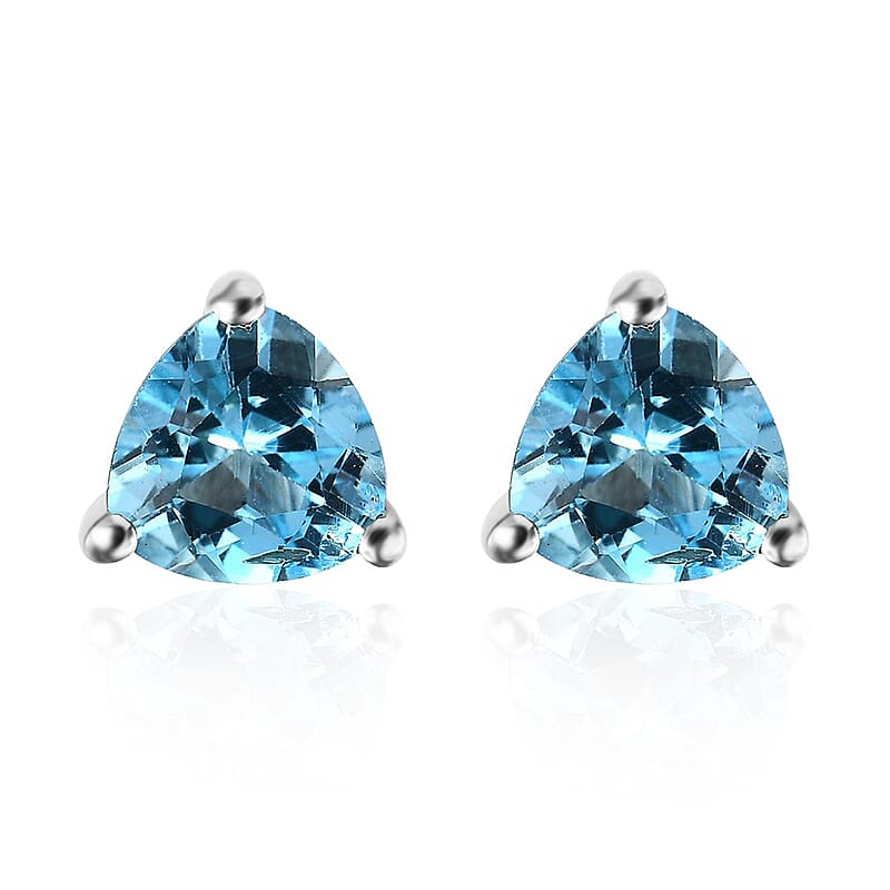 Marambaia Topaz Solitaire Stud Earrings in Platinum Over Sterling Silver 1.65 ctw