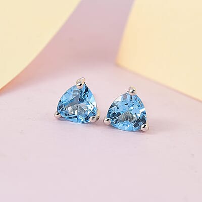 Marambaia Topaz Solitaire Stud Earrings in Platinum Over Sterling Silver 1.65 ctw
