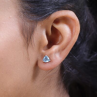 Marambaia Topaz Solitaire Stud Earrings in Platinum Over Sterling Silver 1.65 ctw