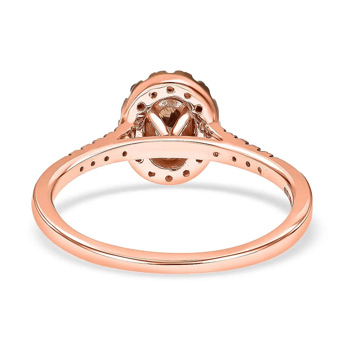 Luxoro Natural Champagne Diamond Ring, 10K Rose Gold Ring, Natural Champagne Diamond Oval Shape Ring, Halo Ring, Wedding Ring, Engagement Ring 1.00 ctw (Size 6.00) image number 5