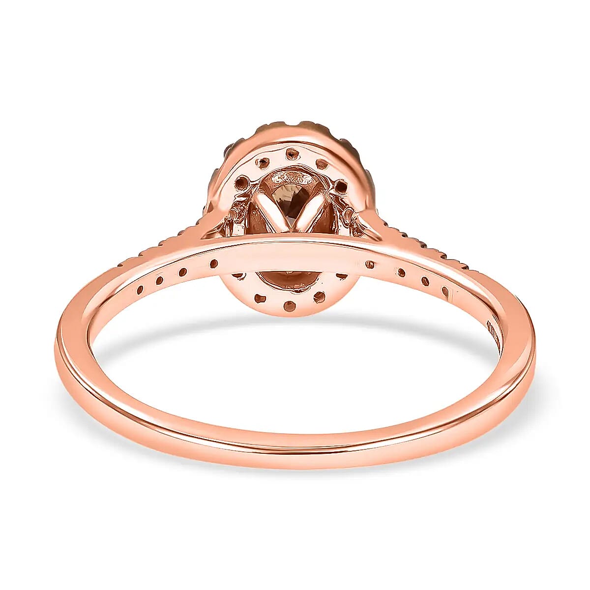 Luxoro Natural Champagne Diamond Ring ,10K Rose Gold Ring ,Natural Champagne Diamond Oval Shape Ring , Halo Ring , Wedding Ring , Engagement Ring 1.00 ctw image number 5